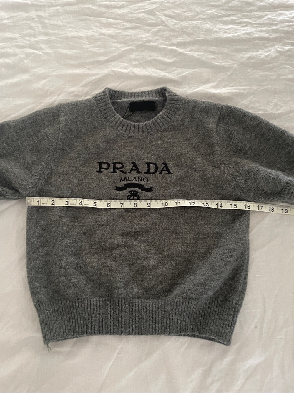 Designer inspired cropped sweater top dark gray wool mix fits XS S - Picture 3 of 5